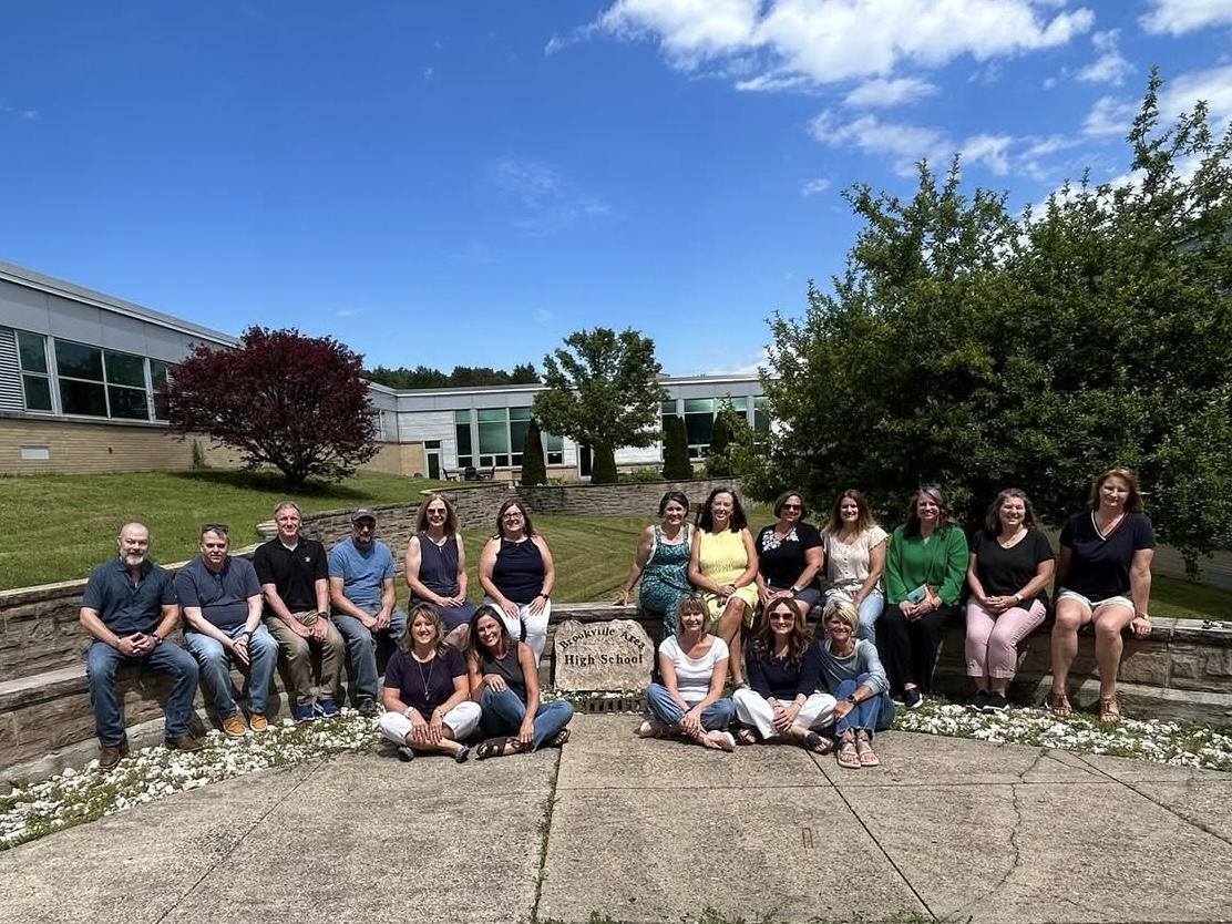 Members of the BAHS class of 1991 pose for a photo recently in the outdoor courtyard at the high school.